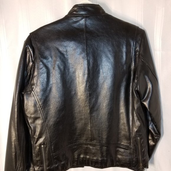 EUC Lucky Brand Full Grained Leather Jacket Medium - Picture 5 of 8
